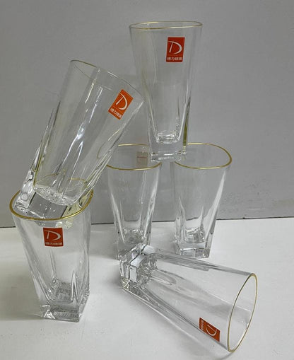 6pc Verres longs avec bord doré