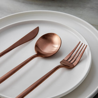 Ensemble de Couverts Minimaliste de Luxe – 20 pièces, Titane & Acier Inoxydable