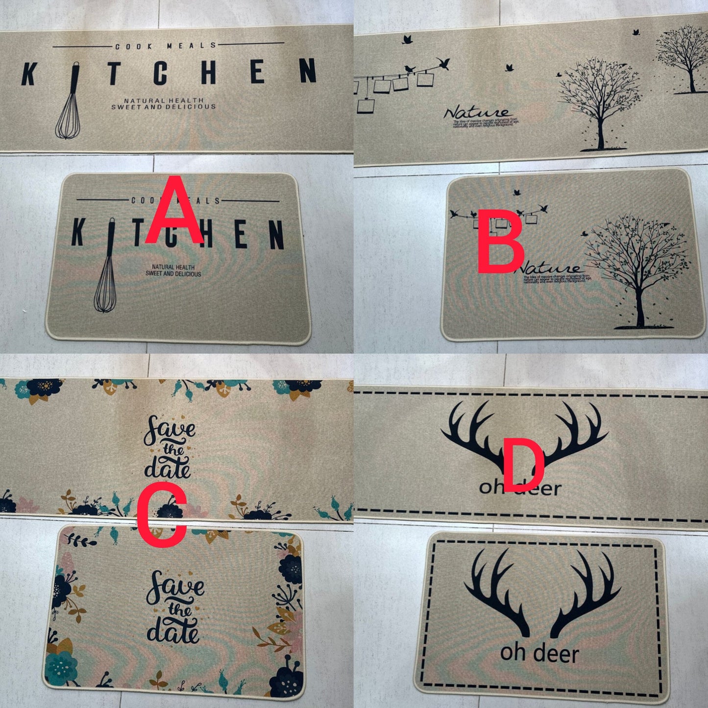 Tapis de cuisine absorbant 2 pièces