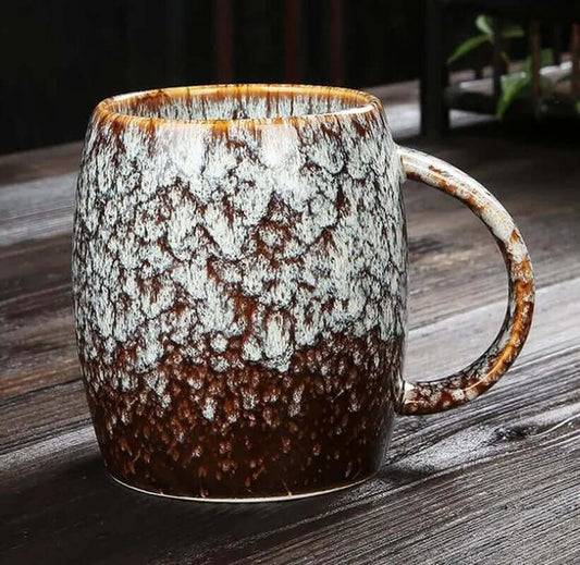 Tasses rétro en céramique japonaises marron foncé 460ml