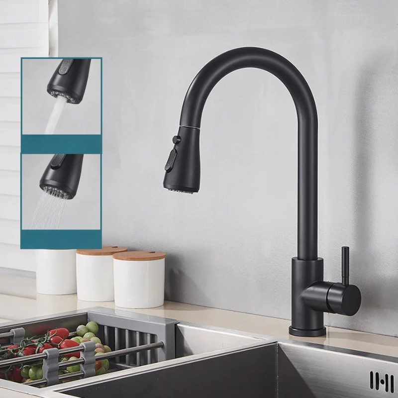 BlackStream Robinet – Moderne Robinet de Cuisine Téléscopique Noir