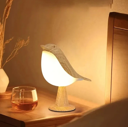 Floroux à placer sans fil LED en bois avec design d'oiseau - Éclairage moderne et élégant
