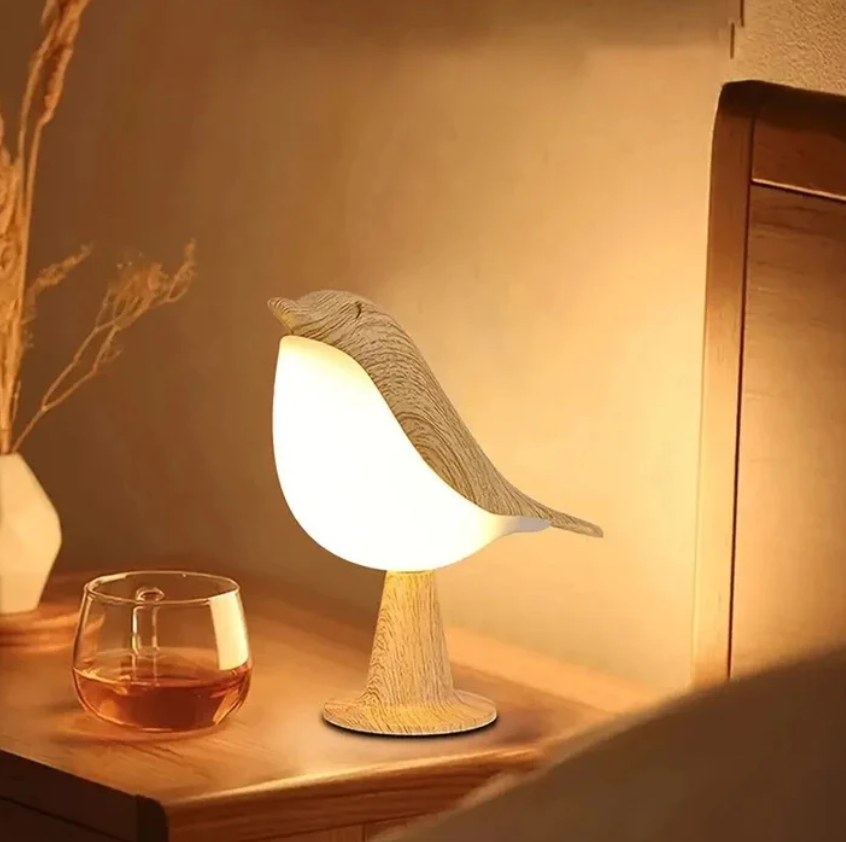 Floroux à placer sans fil LED en bois avec design d'oiseau - Éclairage moderne et élégant