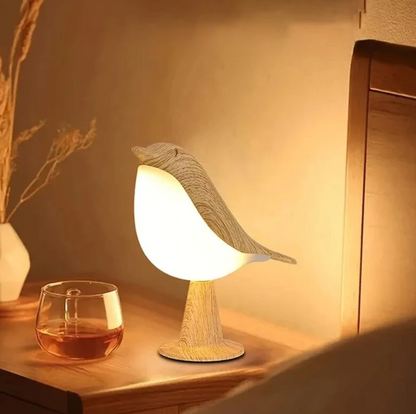 Floroux à placer sans fil LED en bois avec design d'oiseau - Éclairage moderne et élégant