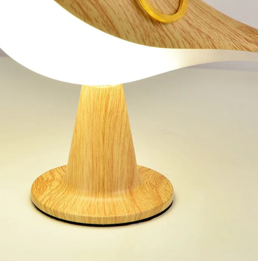 Floroux à placer sans fil LED en bois avec design d'oiseau - Éclairage moderne et élégant