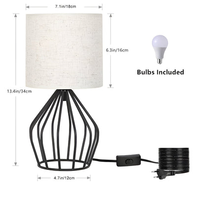 Lampe de table élégante avec abat-jour en lin et pied en métal – Éclairage parfait
