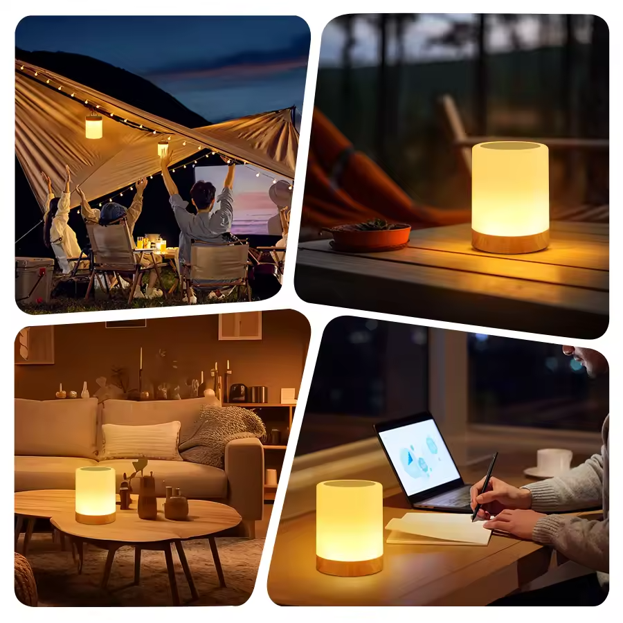 LumiShade | Lampe de table LED en bois minimaliste