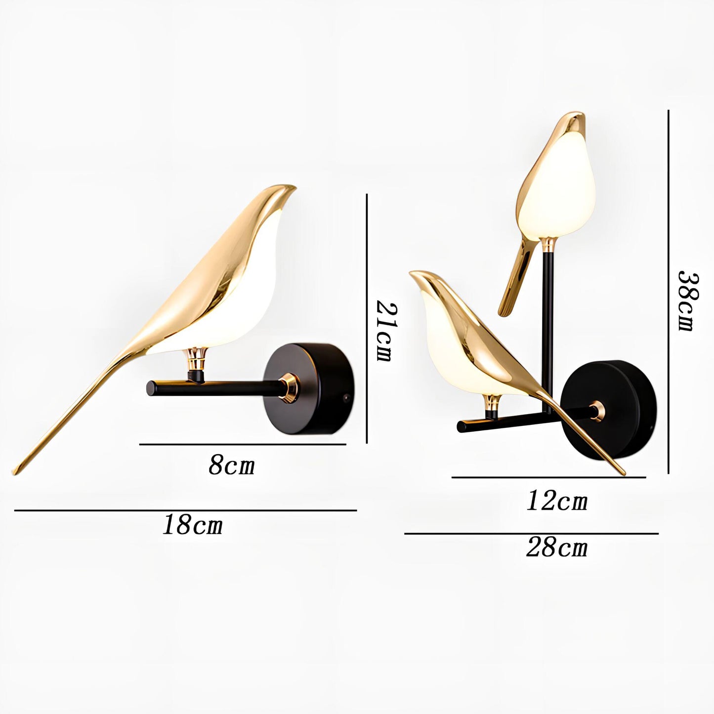 Floroux - Applique murale LED nordique avec motif d'oiseau
