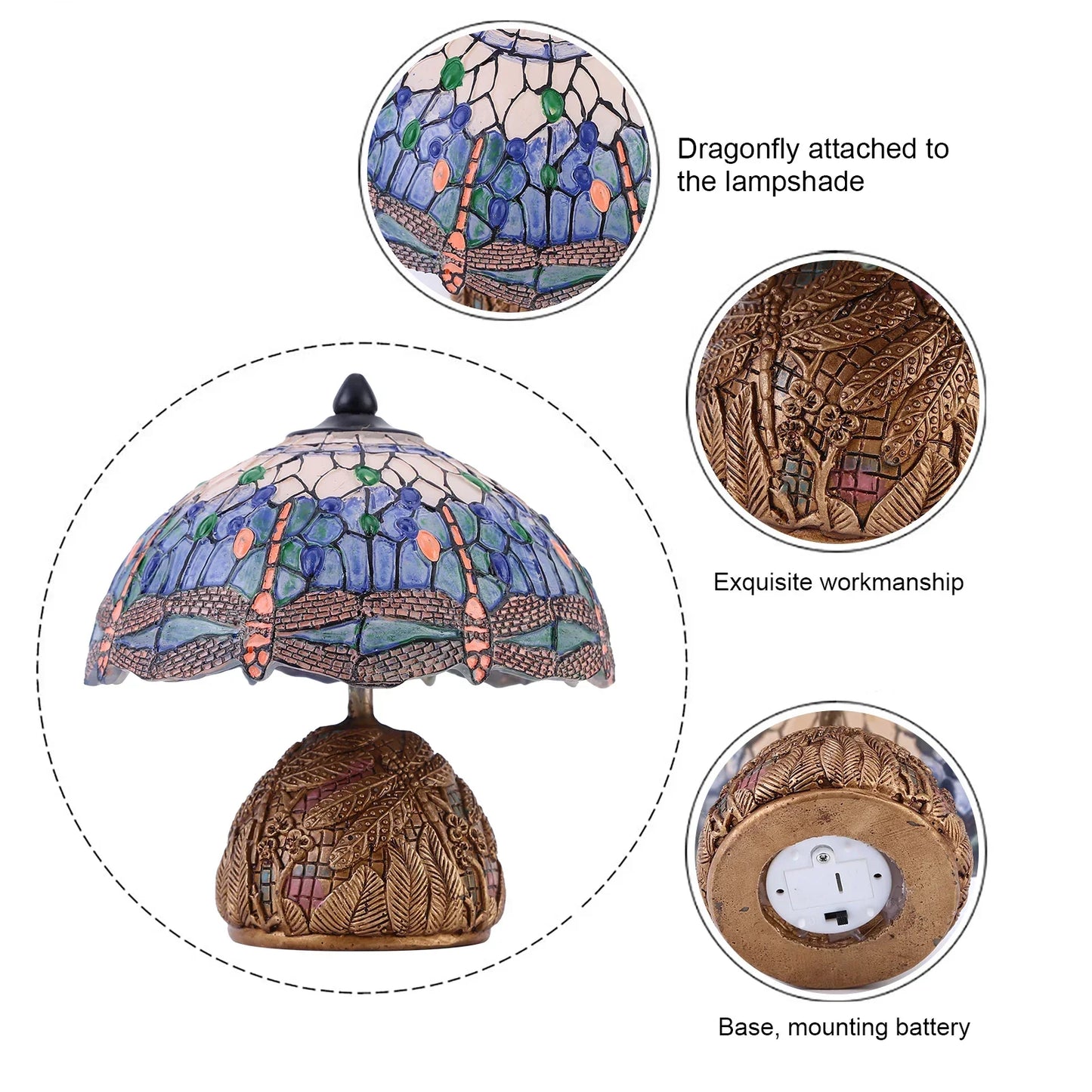 Floroux - Libellule Vitrail Lampe