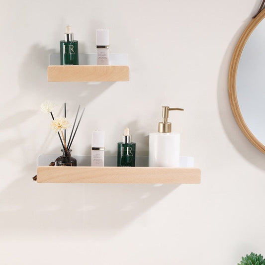 Woodify Étagère Murale - Étagère de Douche Élégante Sans Perçage