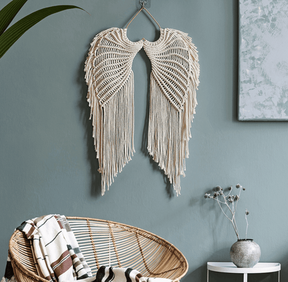 Décoration murale suspendue en macramé ailes d'ange