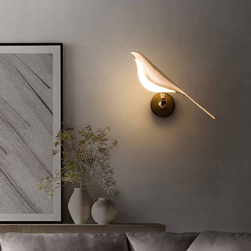 Floroux Élégante Applique Murale Oiseau Dorée