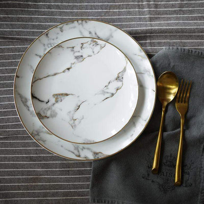 Ensemble de plats en marbre Floroux 2 pièces | Plats de service de haute qualité | Décoration de table élégante