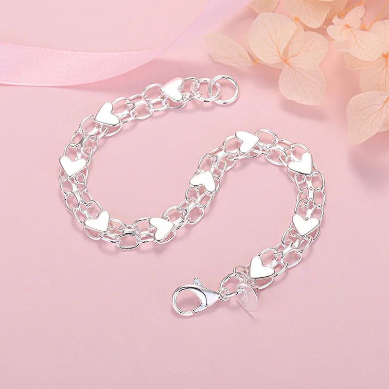 Bracelet en cœur en argent élégant et luxe – Intemporel et chic