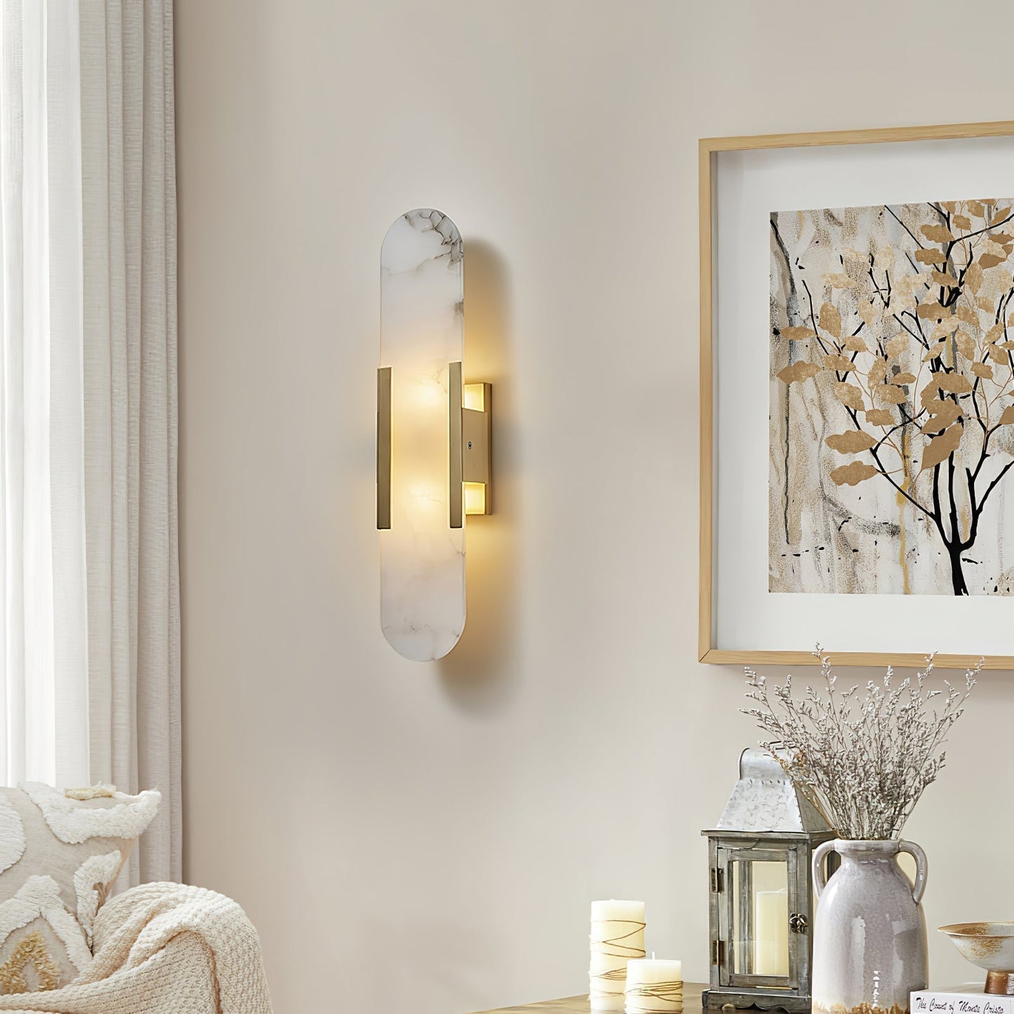 Floroux Applique Murale Allongée en Albâtre