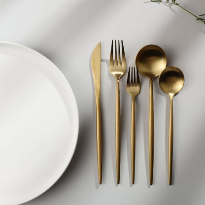 Set de couverts minimaliste de luxe – 20 pièces, titane et acier inoxydable