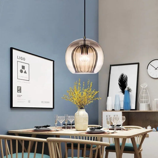 TimberGlow – Lampe suspendue moderne en verre