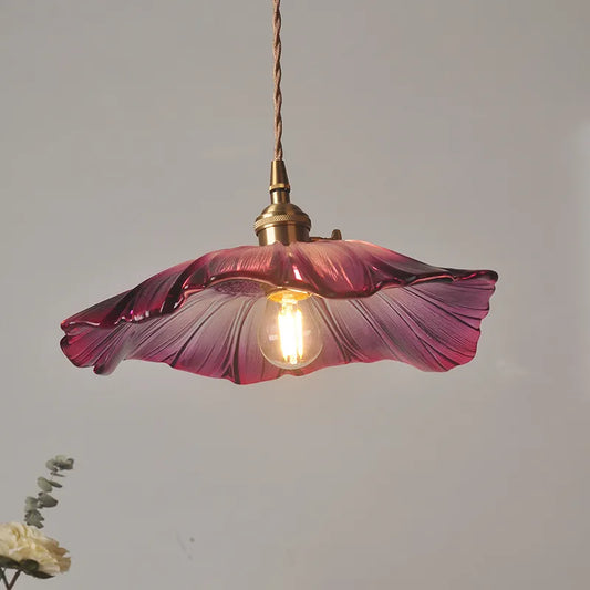 FloraShine Light - Élégante Suspension en Verre Fleurie