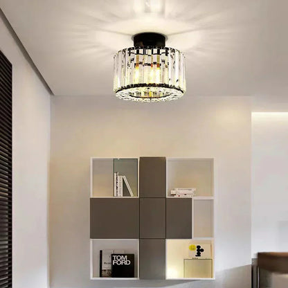 Floroux Lustre de plafond étincelant en cristal | Design luxueux | Parfait pour le salon et la salle à manger | Disponible en noir et or
