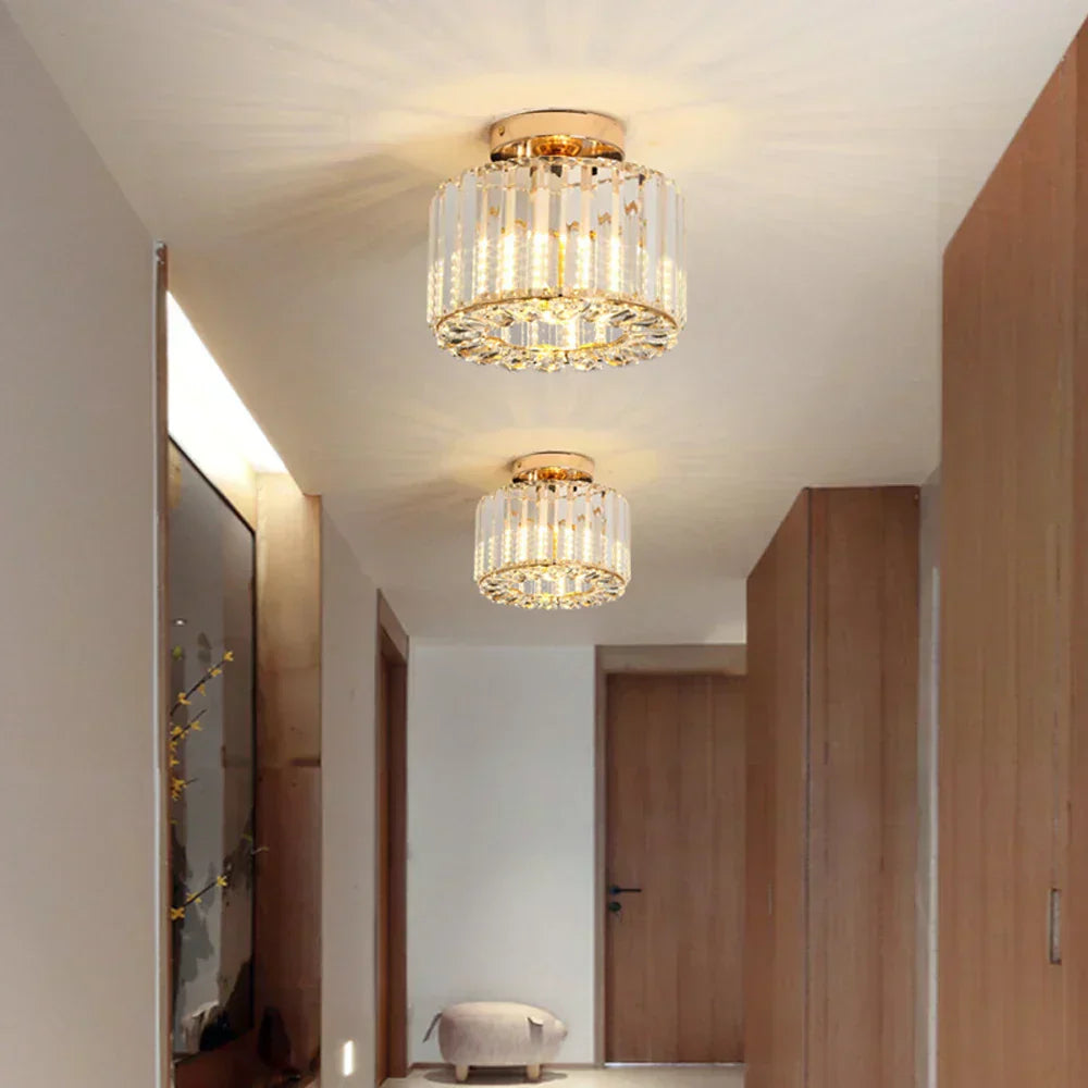 Floroux Lustre de plafond étincelant en cristal | Design luxueux | Parfait pour le salon et la salle à manger | Disponible en noir et or