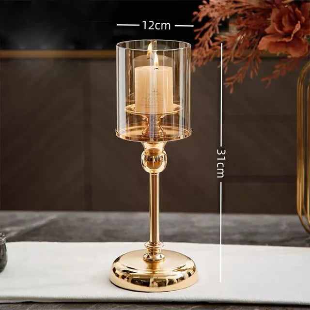 Floroux - Support de bougie moderne en métal et verre