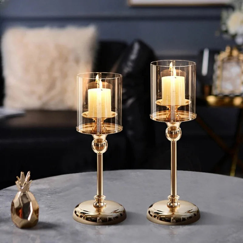 Floroux - Support de bougie moderne en métal et verre