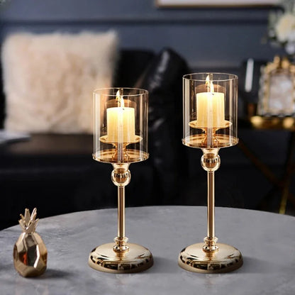 Floroux - Support de bougie moderne en métal et verre