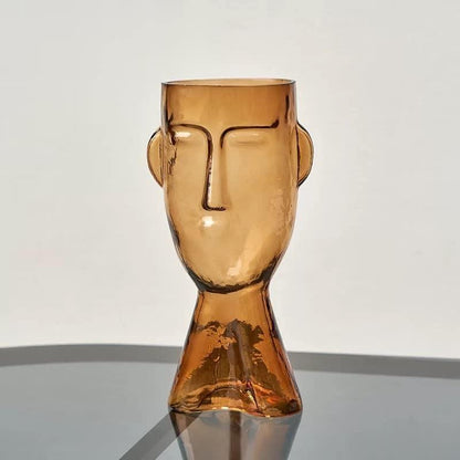 Floroux glass vase with face pattern | Handmade | Artistic design | Home decoration
