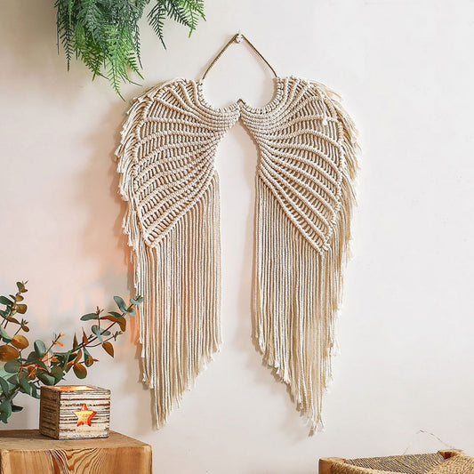 Décoration murale suspendue en macramé ailes d'ange