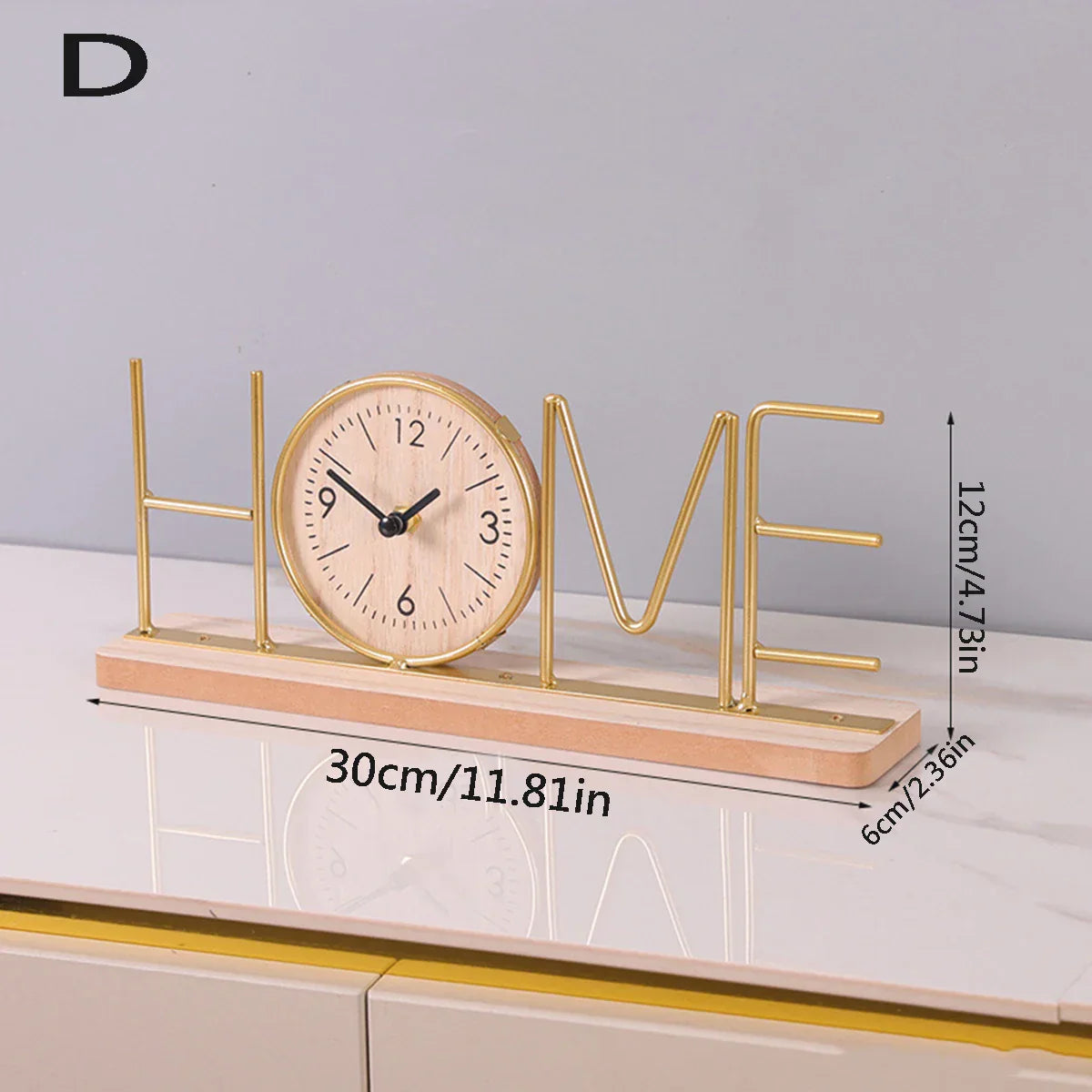 Horloge de table – Horloge de bureau Home/Love – décoration intérieure élégante – 12 x 30 cm