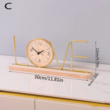 Horloge de table – Horloge de bureau Home/Love – décoration intérieure élégante – 12 x 30 cm