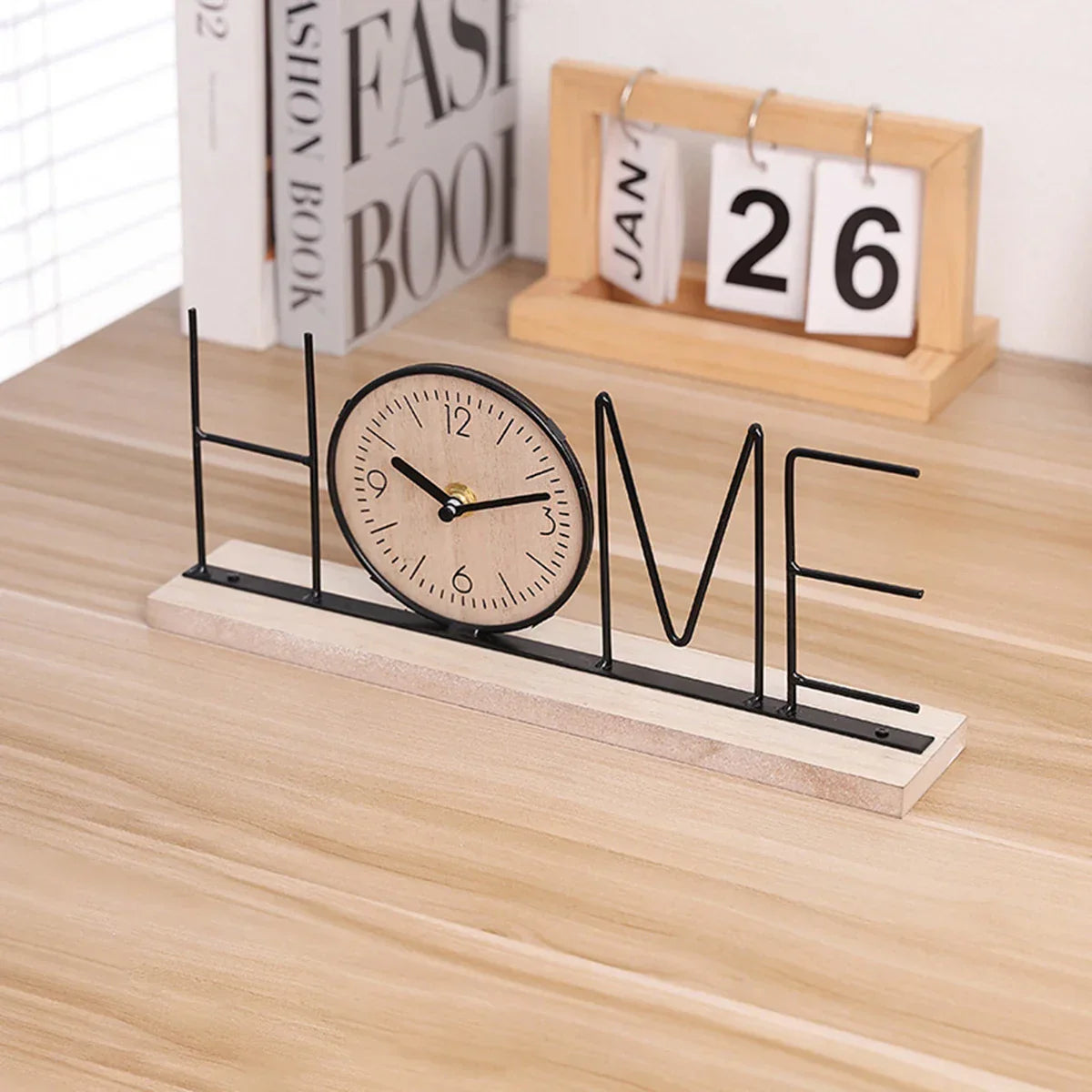 Horloge de table – Horloge de bureau Home/Love – décoration intérieure élégante – 12 x 30 cm