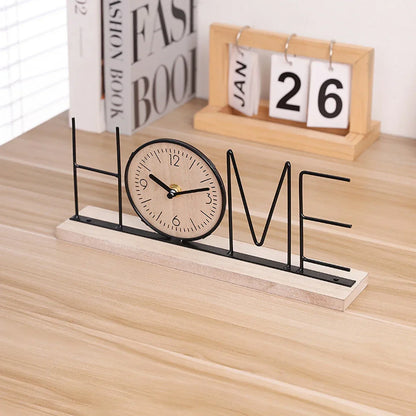 Horloge de table – Horloge de bureau Home/Love – décoration intérieure élégante – 12 x 30 cm