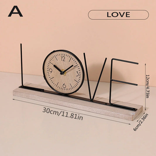 Horloge de table – Horloge de bureau Home/Love – décoration intérieure élégante – 12 x 30 cm
