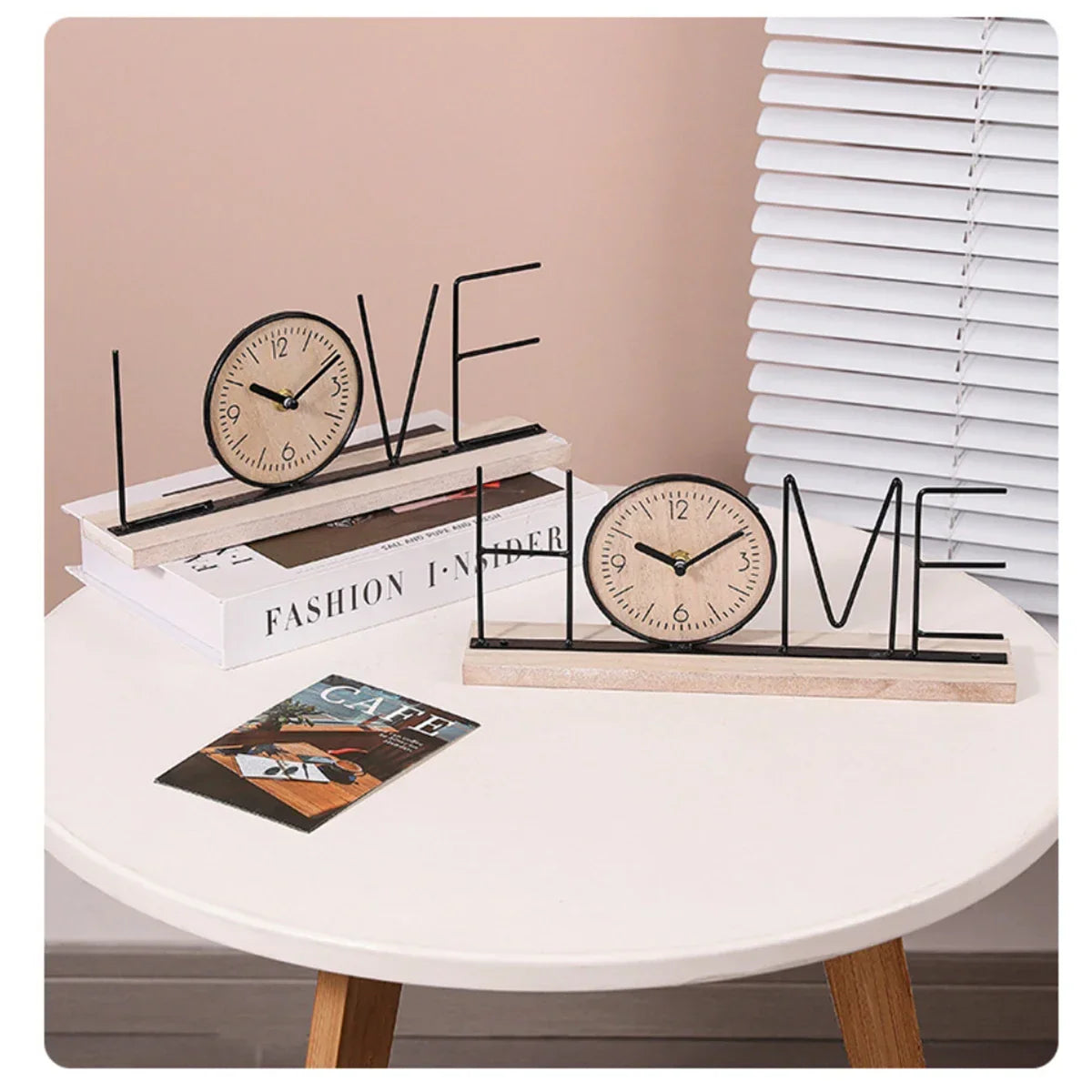 Horloge de table – Horloge de bureau Home/Love – décoration intérieure élégante – 12 x 30 cm
