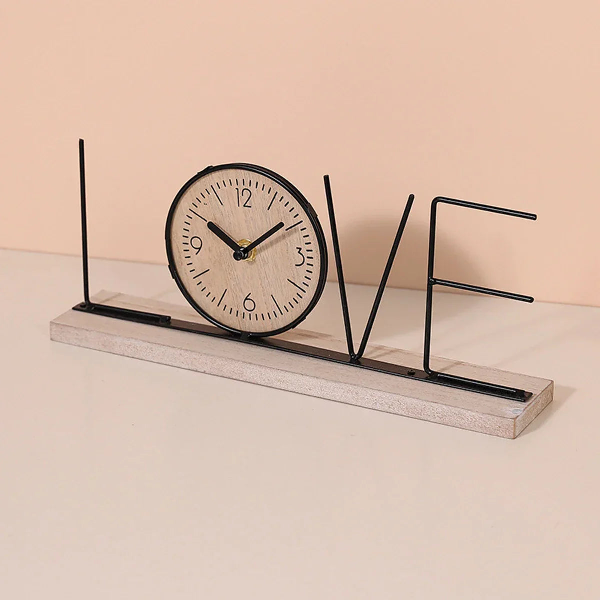 Horloge de table – Horloge de bureau Home/Love – décoration intérieure élégante – 12 x 30 cm