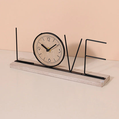 Horloge de table – Horloge de bureau Home/Love – décoration intérieure élégante – 12 x 30 cm