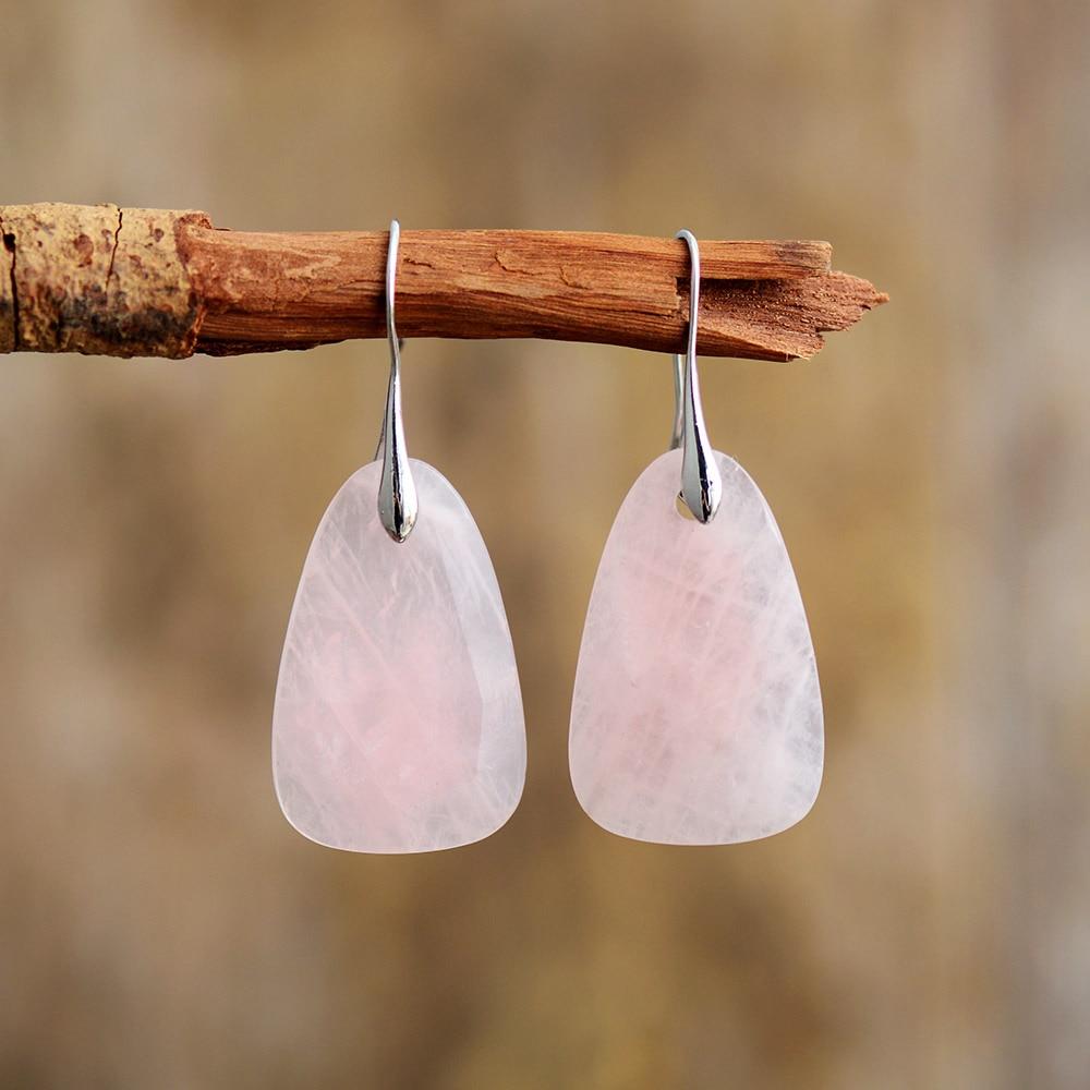 AuraGlow Boucles d'oreilles - Bijoux protecteurs en quartz rose élégant