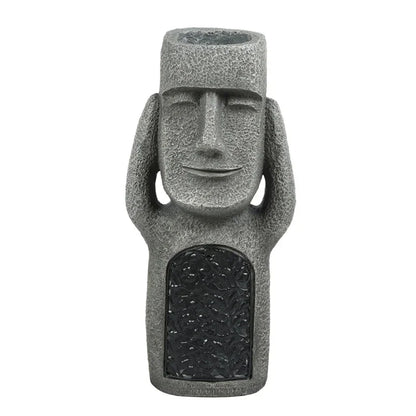 Statue de l'île de Pâques, pot de fleurs – Éclairage LED – pour l'extérieur – décoration de jardin