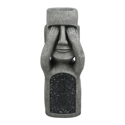 Statue de l'île de Pâques, pot de fleurs – Éclairage LED – pour l'extérieur – décoration de jardin