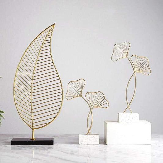 Figurine décorative en métal Floroux | design Ginkgo | accessoire de maison | décoration de table et d'étagère