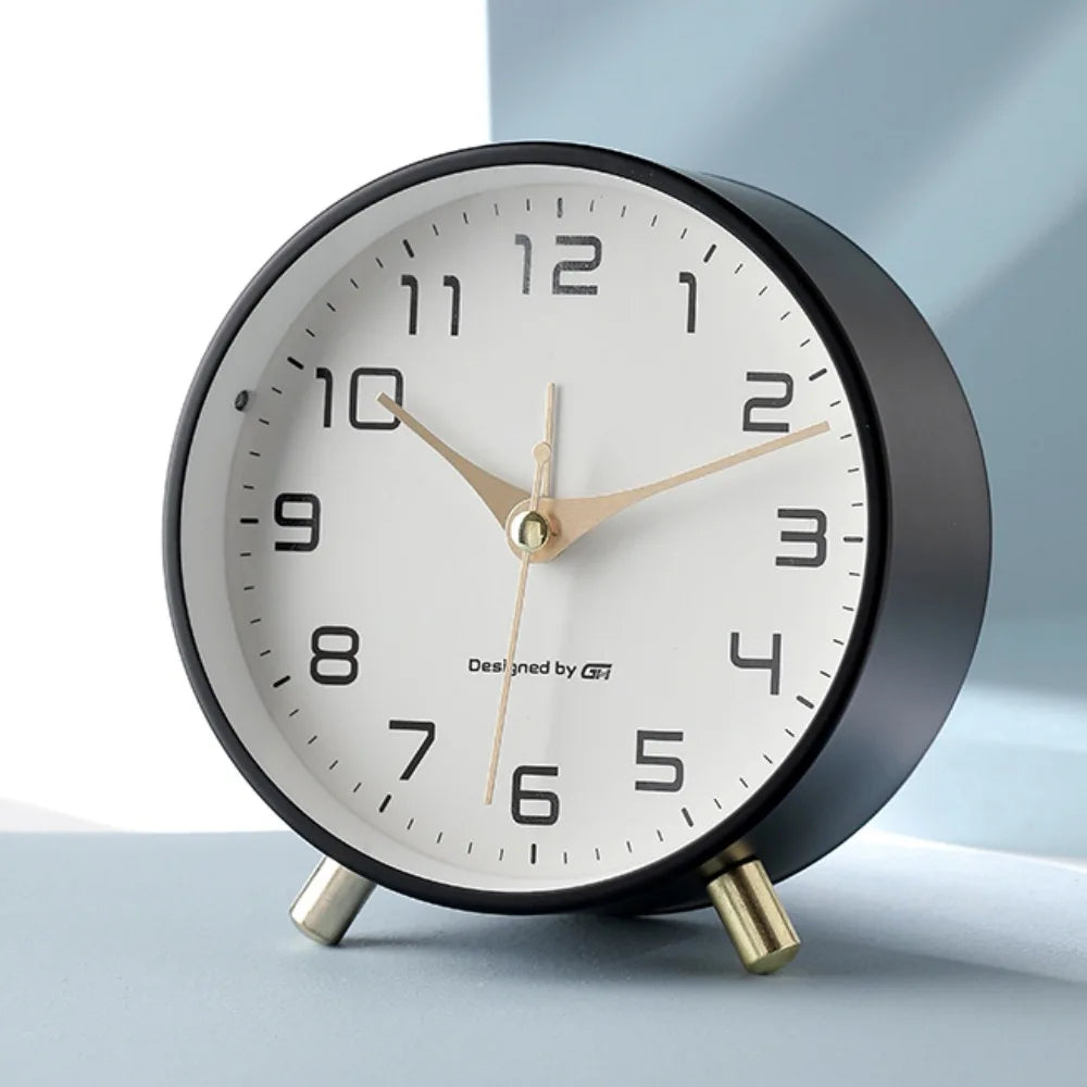 Horloge de table moderne style scandinave – horloge de bureau – look luxueux – métal – pour salon/couloir – 12 x 11 x 5 cm