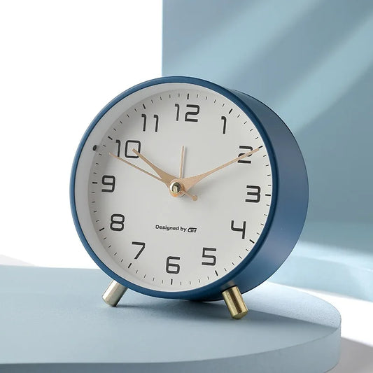 Horloge de table moderne style scandinave – horloge de bureau – look luxueux – métal – pour salon/couloir – 12 x 11 x 5 cm