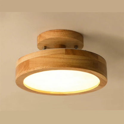 Floroux - Lampe de plafond scandinave en bois massif rond