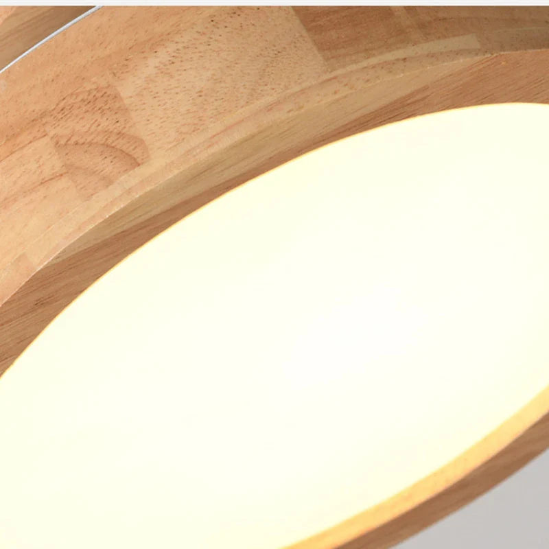 Floroux - Lampe de plafond scandinave en bois massif rond