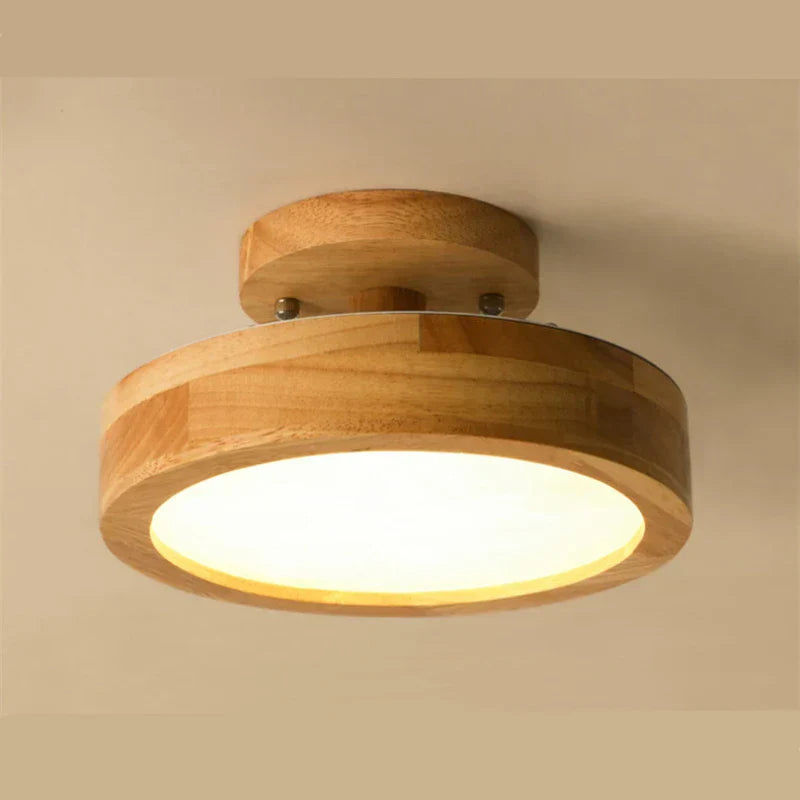 Brightlux - Lampe de plafond ronde scandinave en bois