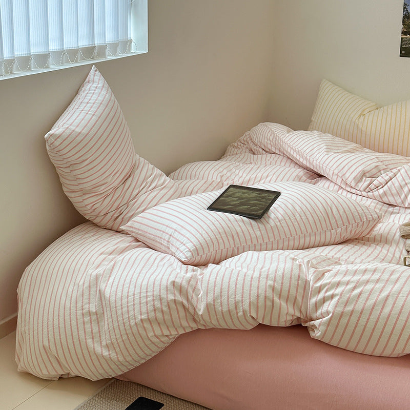 Floroux Ensemble de literie à rayures rétro