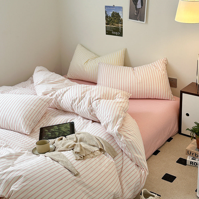 Floroux Ensemble de literie à rayures rétro