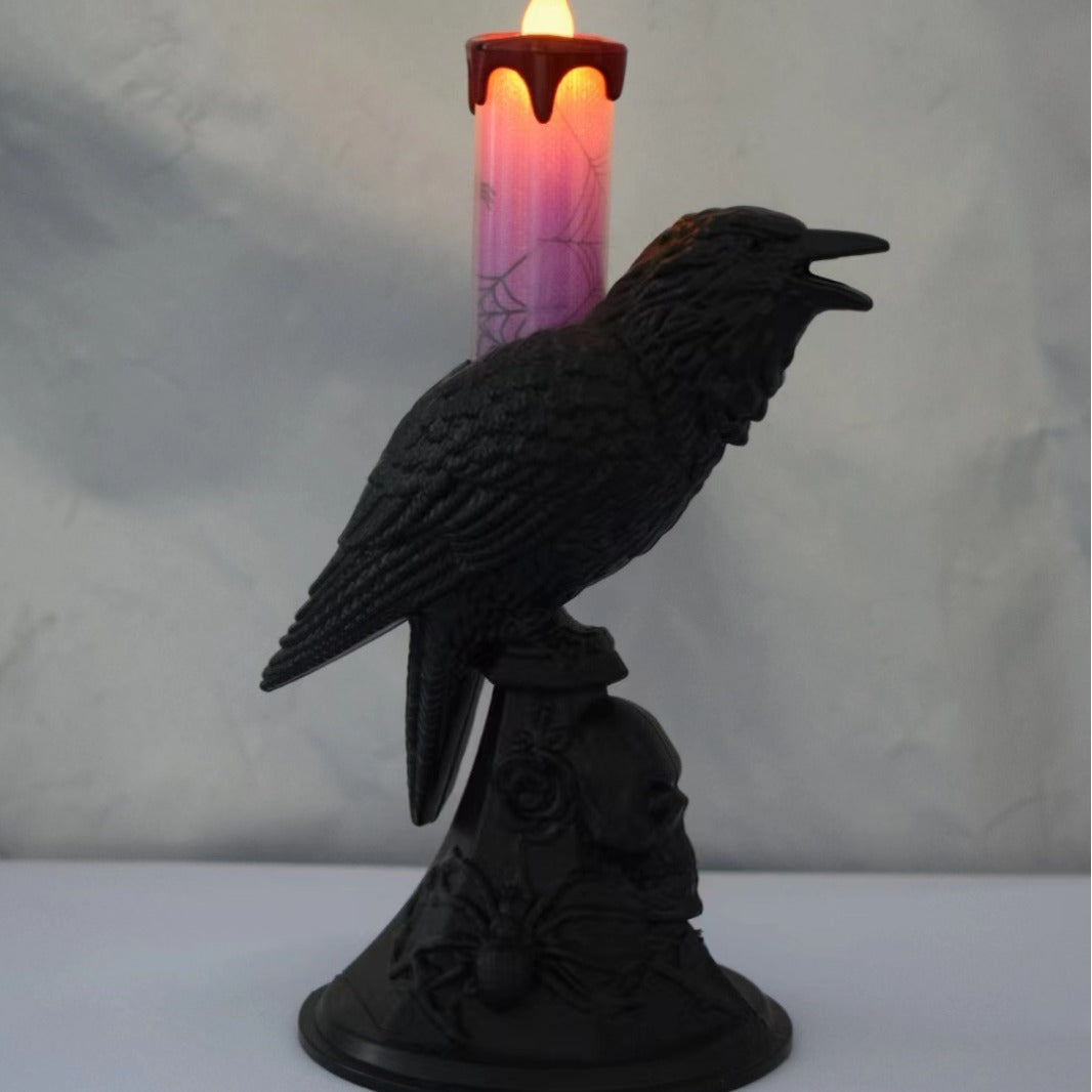 Bougie LED Nuit en Plastique Raven - Cadeau Parfait pour Halloween