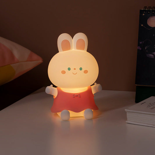 Lampe de nuit LED en silicone mignon et squishy en forme de lapin - Cadeau parfait pour les enfants et les filles